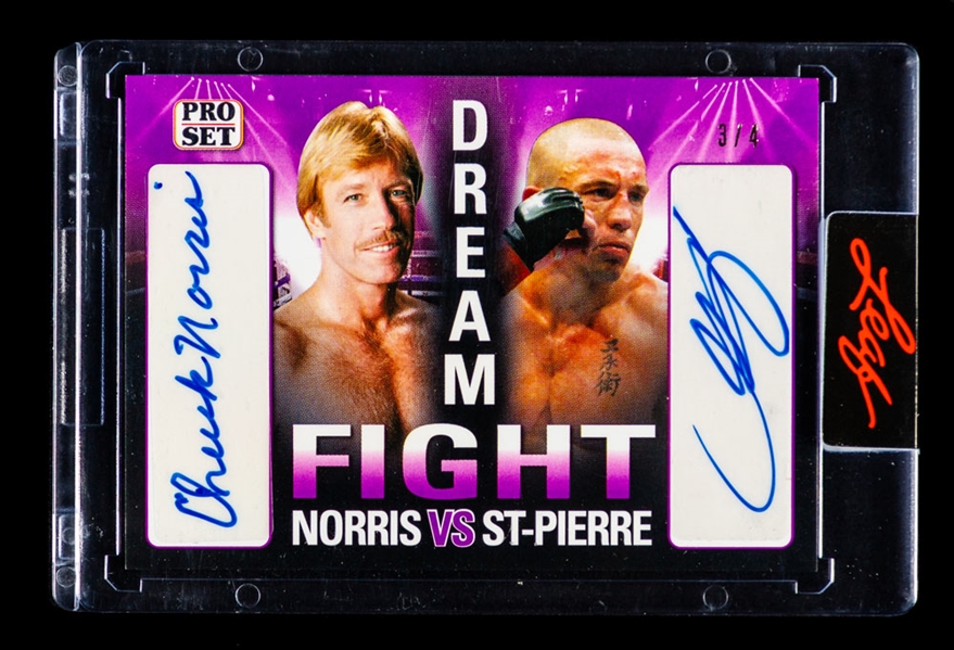 2022 Leaf Pro Set Dream Fight Dual-Signed Card #DF-01 Chuck Norris & Georges St-Pierre (3/4)