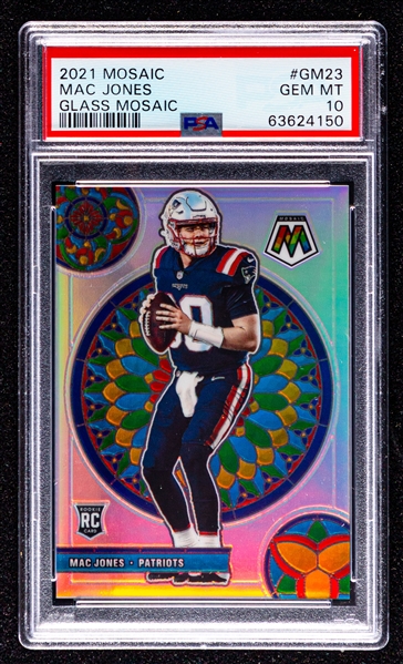 2021 Panini Stained Glass Mosaic Football Card #GM23 Mac Jones Rookie - Graded PSA GEM MT 10