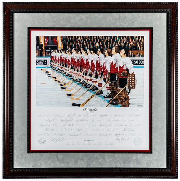 1972 Canada-Russia Series Team Canada "OCanada" Team-Signed Limited-Edition PE Daniel Parry Framed Lithograph #34/40 with LOA (36” x 36”) 