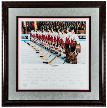 1972 Canada-Russia Series Team Canada "OCanada" Team-Signed Limited-Edition PE Daniel Parry Framed Lithograph #34/40 with LOA (36” x 36”) 