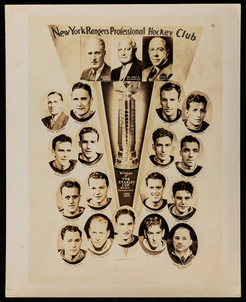 New York Rangers 1939-40 Stanley Cup Champions Team Photo (8" x 10")