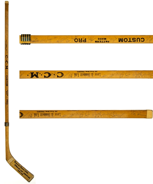 Dave Keons 1961-62 Stanley Cup Champions Team-Signed Game-Issued Hockey Stick by 16 Including Deceased HOFers Horton, Kelly, Stanley, Bower and HOFers Keon and Mahovlich