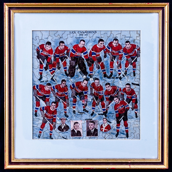 Montreal Canadiens 1932-33 Framed Jigsaw Puzzle with Original Box (17 ½” x 17 ½”) 