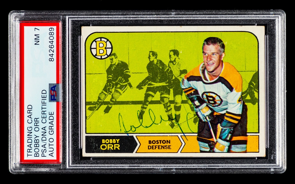 1968-69 Topps Signed Hockey Card #2 HOFer Bobby Orr - PSA/DNA Certified (Auto Grade 7)