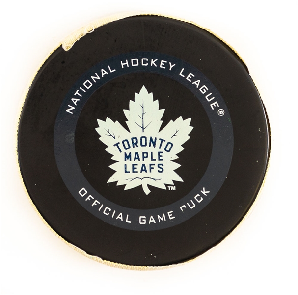 Auston Matthews Toronto Maple Leafs February 4th 2021 Goal Puck with Team COA - Season Goal #8 of 41 / Career Goal #166 - Maurice "Rocket" Richard Trophy Season!