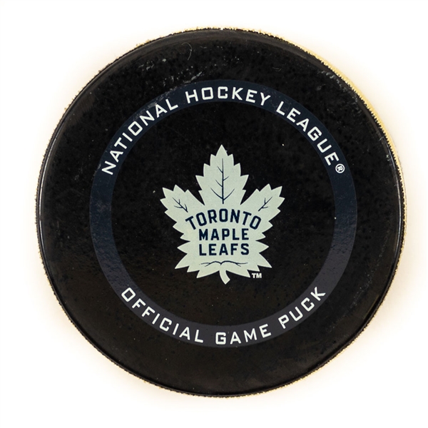 Auston Matthews Toronto Maple Leafs March 29th 2021 Goal Puck with Team COA - Season Goal #23 of 41 / Career Goal #181 - Maurice "Rocket" Richard Trophy Season!