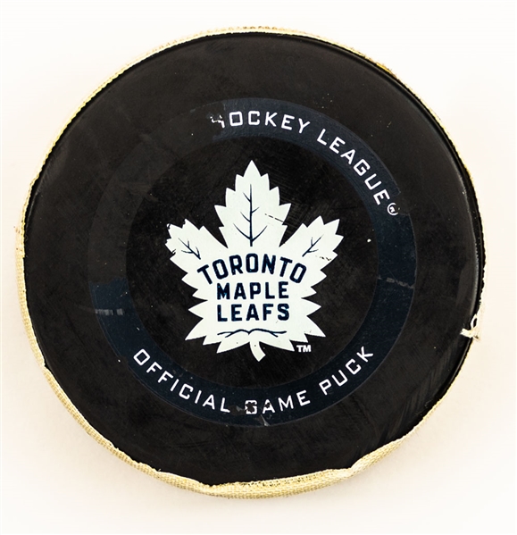 Auston Matthews Toronto Maple Leafs February 6th 2021 Goal Puck with Team COA - Season Goal #10 of 41 / Career Goal #168 - Maurice "Rocket" Richard Trophy Season!