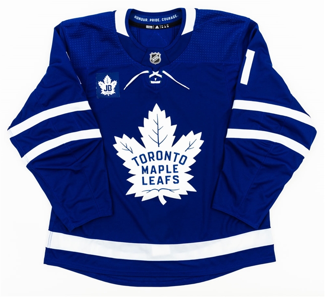 Morgan Rielly’s January 2nd 2018 Signed Toronto Maple Leafs “Johnny Bower Tribute Night” Warm-Up Worn Jersey with Team LOA 