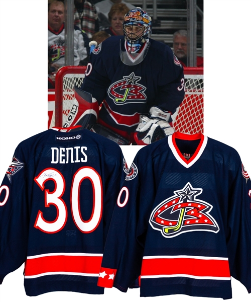 Marc Denis 2003-04 Columbus Blue Jackets Signed Game-Worn Jersey