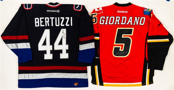 Mark Giordano Signed Calgary Flames Captains Jersey (Team COA) and Todd Bertuzzi Signed Vancouver Canucks Jersey (JSA COA)