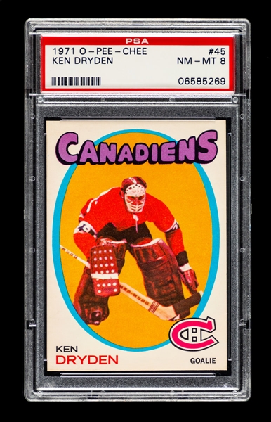 1971-72 O-Pee-Chee Hockey Card #45 HOFer Ken Dryden Rookie - Graded PSA 8