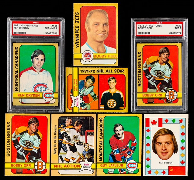 1972-73 O-Pee-Chee Hockey Complete 341-Card Mid-to-High Grade Set Plus Player Crests (16), Team Canada (17) and Team Logos (40)