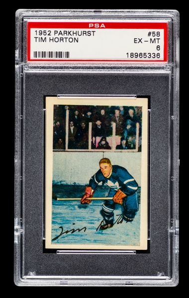 1952-53 Parkhurst Hockey Card #58 HOFer Tim Horton Rookie - Graded PSA 6