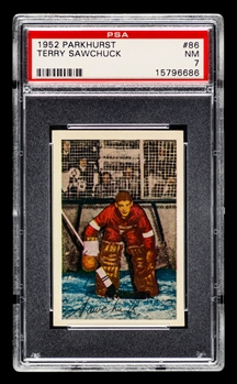 1952-53 Parkhurst Hockey Card #86 HOFer Terry Sawchuk - Graded PSA 7