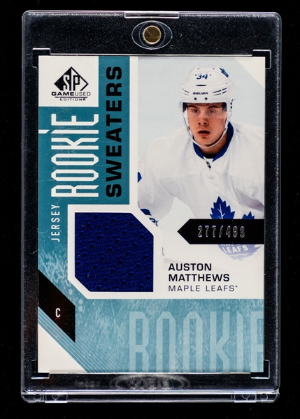 Auston Matthews 2016-17 to 2020-21 Hockey Card Collection (14) Including Upper Deck 2016-17 SP Game Used #RS-AM Rookie Sweaters (277/499)