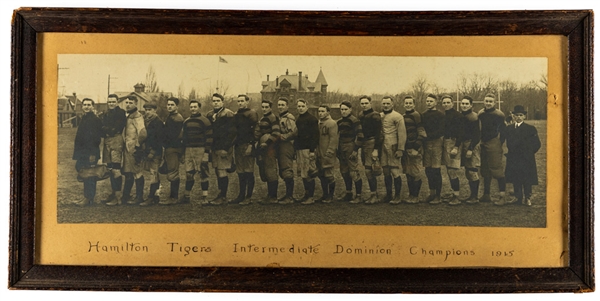 Hamilton Tigers ORFU 1915 (Dominion Champions) and Circa 1920s Framed Panoramic Team Photos 