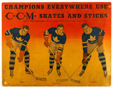 Scarce CCM Skates and Sticks 1940 Toronto Maple Leafs, Montreal Canadiens and Boston Bruins Stand-Up Displays (3)