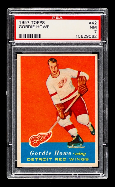 1957-58 Topps Hockey Card #42 HOFer Gordie Howe - Graded PSA 7