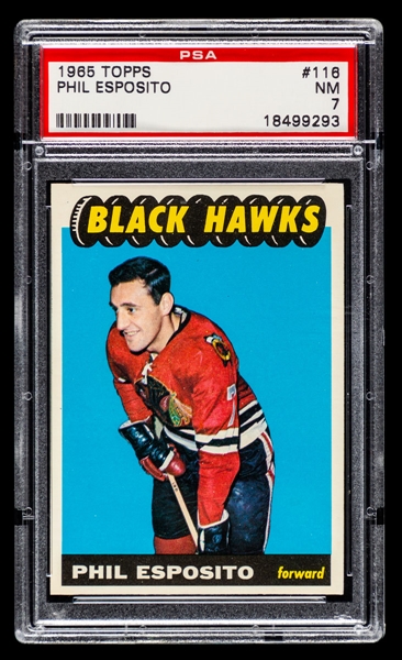 1965-66 Topps Hockey Card #116 HOFer Phil Esposito Rookie - Graded PSA 7