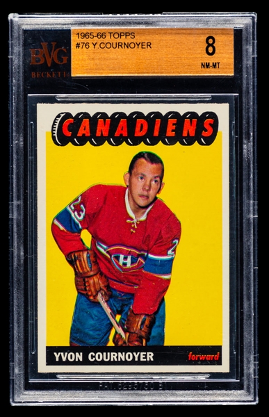 1965-66 Topps Hockey Card #76 HOFer Yvan Cournoyer Rookie - Graded BVG 8