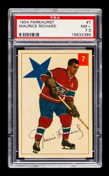 1954-55 Parkhurst Hockey Card #7 HOFer Maurice Richard - Graded PSA 7.5