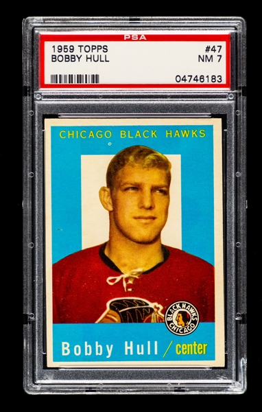 1959-60 Topps Hockey Card #47 HOFer Bobby Hull - Graded PSA 7