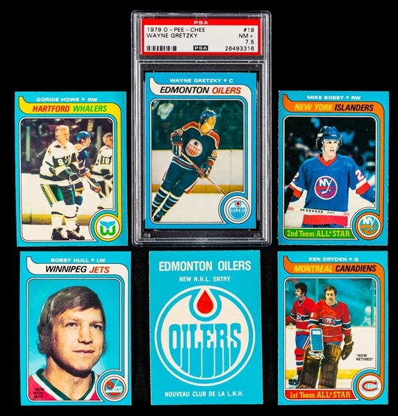 1979-80 O-Pee-Chee Hockey Complete 396-Card Set Including #18 HOFer Wayne Gretzky Rookie Card (Graded PSA 7.5)