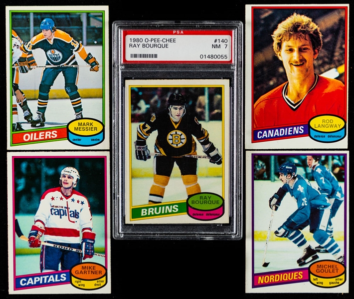 1980-81 O-Pee-Chee Hockey Complete 396-Card Set Including #140 HOFer Ray Bourque Rookie (Graded PSA 7)