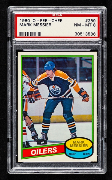 1980-81 O-Pee-Chee Hockey Card #289 HOFer Mark Messier Rookie - Graded PSA 8