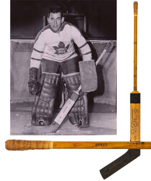 Don Simmons January 18th 1964 Toronto Maple Leafs CCM "Bower" Signed Game-Used Stick