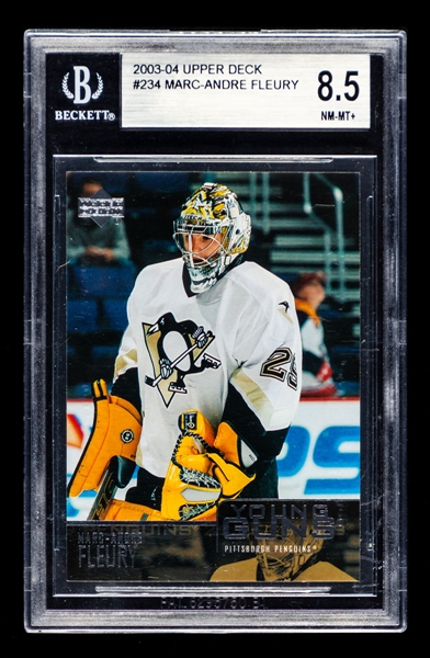 2003-04 Upper Deck Young Guns Hockey Card #234 Marc-Andre Fleury Rookie - Graded Beckett 8.5