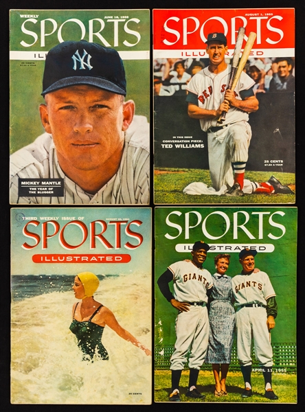 Sports Illustrated 1954 to 1980s Magazine Collection of 900+ Including April 11, 1955 Topps Baseball Card Insert 