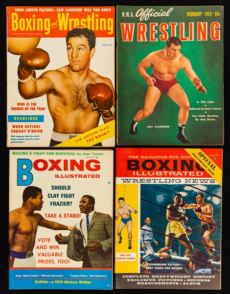 Vintage 1950s to 1980s Boxing and Wrestling Magazine Collection of Approx 250