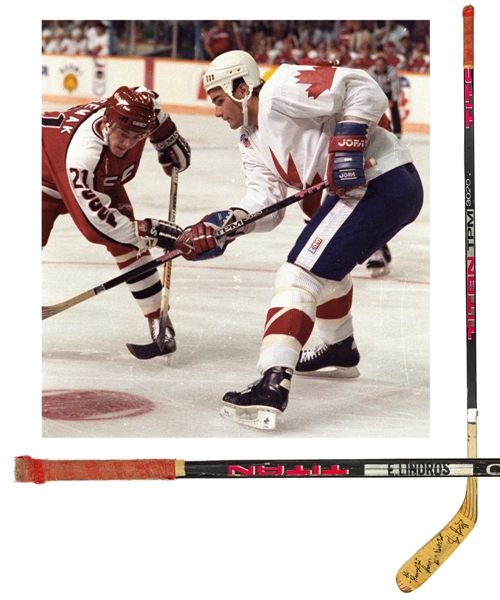 Eric Lindros 1991 Canada Cup Team Canada Titan TPM 3020 Signed Game-Used Stick from Former NHL Strength and Conditioning Coach with His Signed LOA 