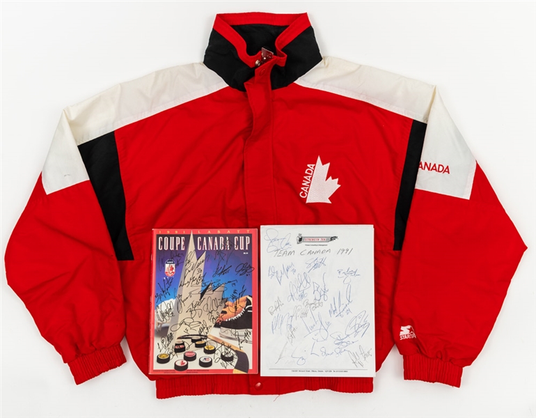 1991 Canada Cup Team Canada Team-Signed Poster, Program and Sheets (4) Plus Additional Items from Former NHL Strength and Conditioning Coach with His Signed LOA