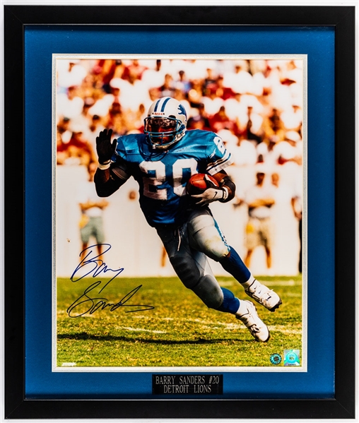 Barry Sanders Signed Detroit Lions Framed Photo - JSA Certified