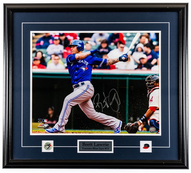 Jose Bautista Signed Adirondack Bat with 54 HR Annotation Plus Brett Lawrie Signed Toronto Blue Jays Framed Photo - Both JSA Certified