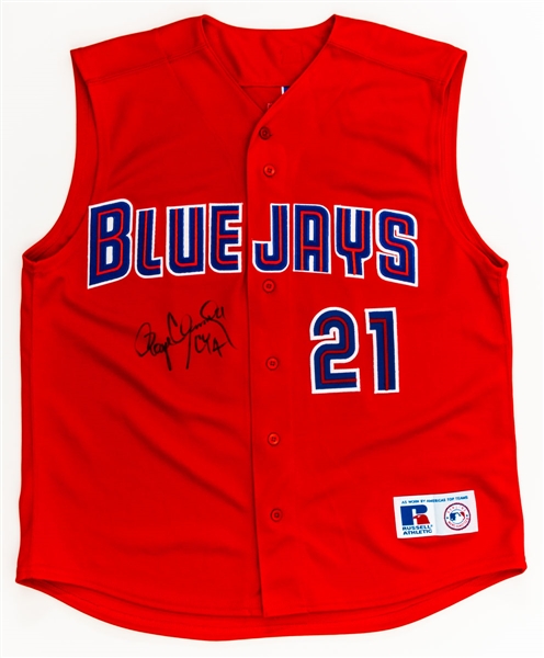 Roger Clemens Signed Toronto Blue Jays Canada Day Jersey with CY 4 Annotation - JSA Certified