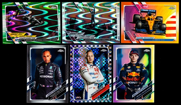 2020 & 2021 Topps Formula One Cards (14) Including 2021 Topps Chrome F1 Refractor Card #3 Max Verstappen