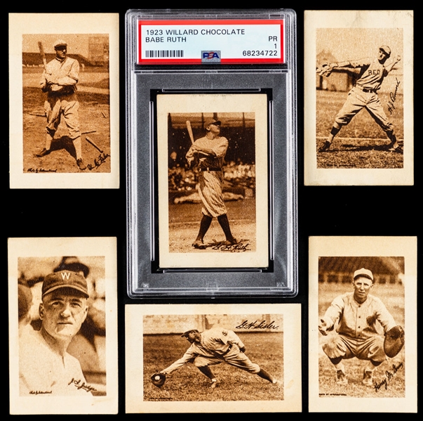 1923 Willards Chocolate V100 Baseball Cards (10) Including PSA-Graded Babe Ruth (PR 1)