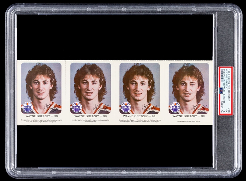 1981 Edmonton Oilers Red Rooster Wayne Gretzky "Long Hair" Panel of 4 Hockey Cards - Graded PSA 5 - Highest Graded!