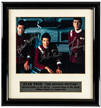 Star Trek The Motion Picture Cast Multi-Signed Framed Photo Including Nimoy, Shatner & Kelley with JSA LOA (13 ½” x 14 ¼”)
