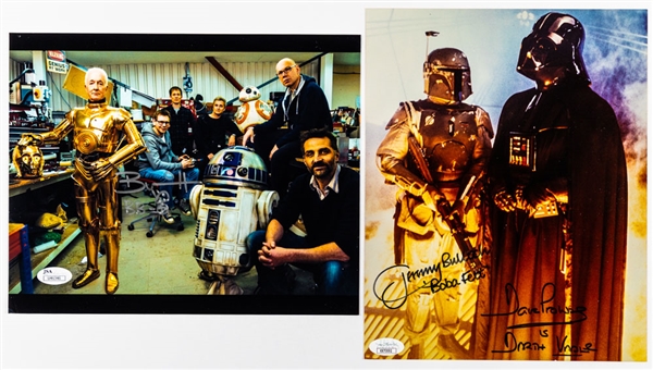 Jeremy Bulloch and Dave Prowse Dual-Signed Boba Fett/Darth Vader Star Wars Photo with JSA LOA Plus Brian Herring Signed BB-8 Star Wars Photo with JSA Basic Cert