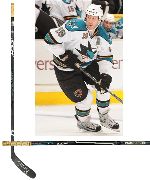Joe Thorntons Late-2000s/Early-2010s San Jose Sharks Signed CCM Vector Game-Used Stick