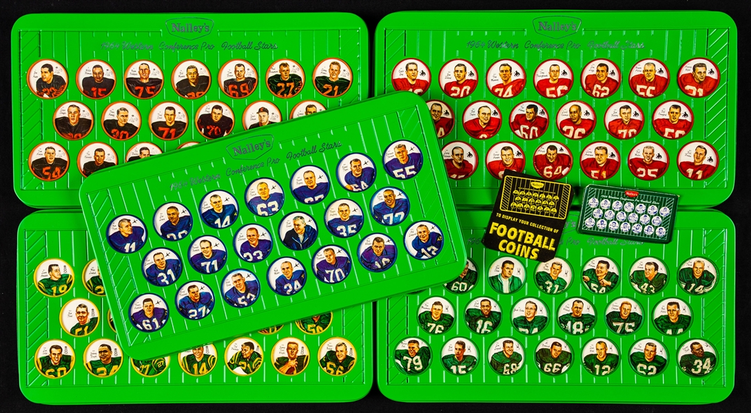 Scarce 1964 Nalleys CFL Football Complete Coin Set of 100 with Display Shields