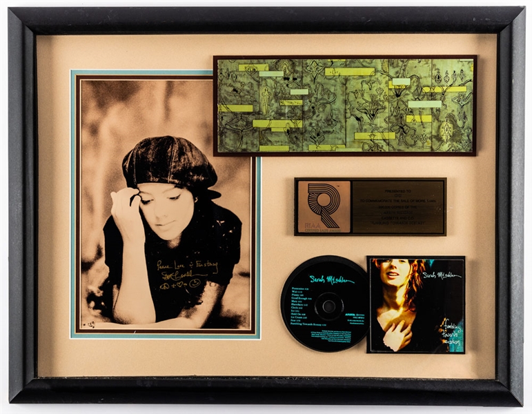 Canadian Singer/Songwriter Sarah McLachlan Signed Fumbling Towards Ecstasy RIAA Award (JSA LOA), Signed Photo (Beckett COA) and Touch and Solace CRIA Gold Award