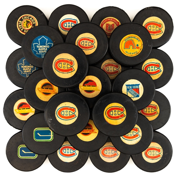 NHL Viceroy 1973-83 Official Game Puck Collection of 28