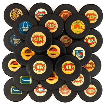 NHL Viceroy 1973-83 Official Game Puck Collection of 28