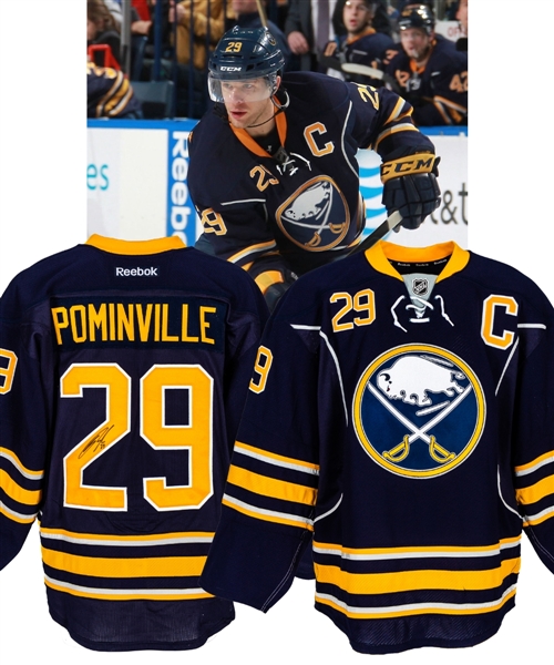 Jason Pominvilles 2011-12 Buffalo Sabres Signed Game-Worn Captains Jersey