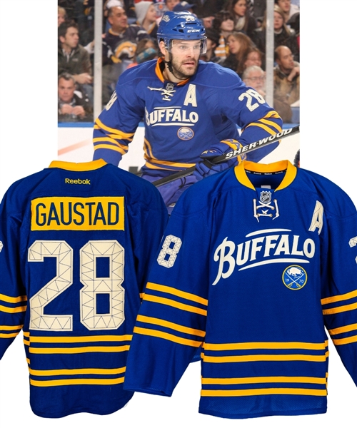 Paul Gaustads 2011-12 Buffalo Sabres "40-year Anniversary" Game-Worn Alternate Captains Third Jersey